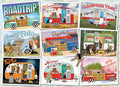 cobble hill hitting the road jigsaw puzzle of vintage-style camper illustrations with different scenes and seasons