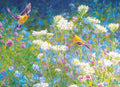 Cobble Hill 1000-piece jigsaw puzzle of Two birds in a colorful field of flowers