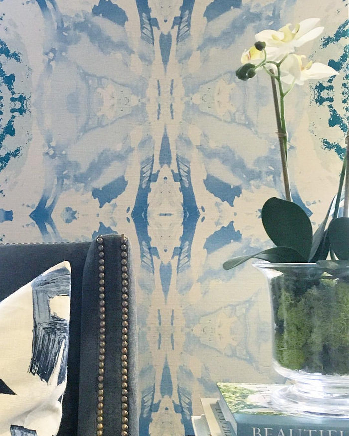 125-5 Teal Blue A Grasscloth Wallcovering