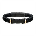 12mm Black Leather With Rose Gold IP ID Bracelet