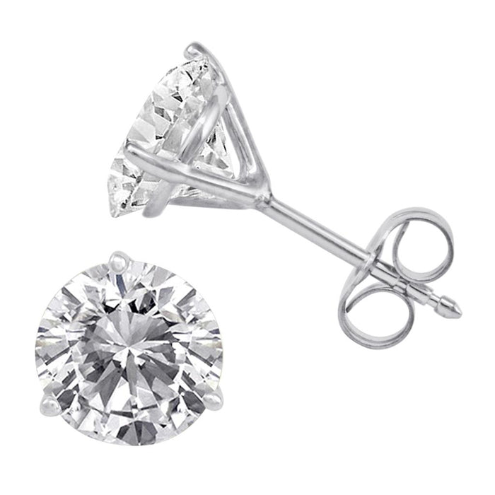 14K White Gold 0.10 CTW Round Natural Diamonds Stud Earrings