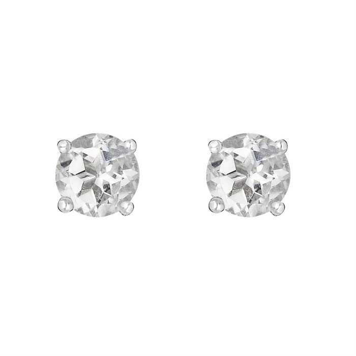 14K White Gold White Topaz Stud Earrings