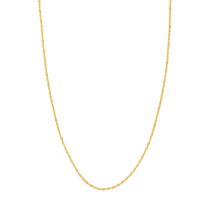 14K Yellow Gold 16 Inches Diamond Cut Rope Chain