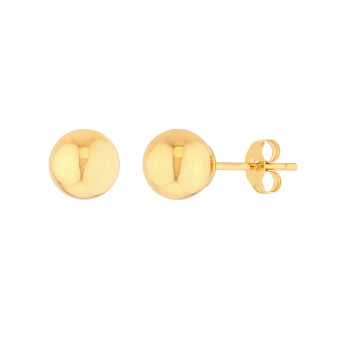 14K Yellow Gold 7mm Ball Stud Earrings