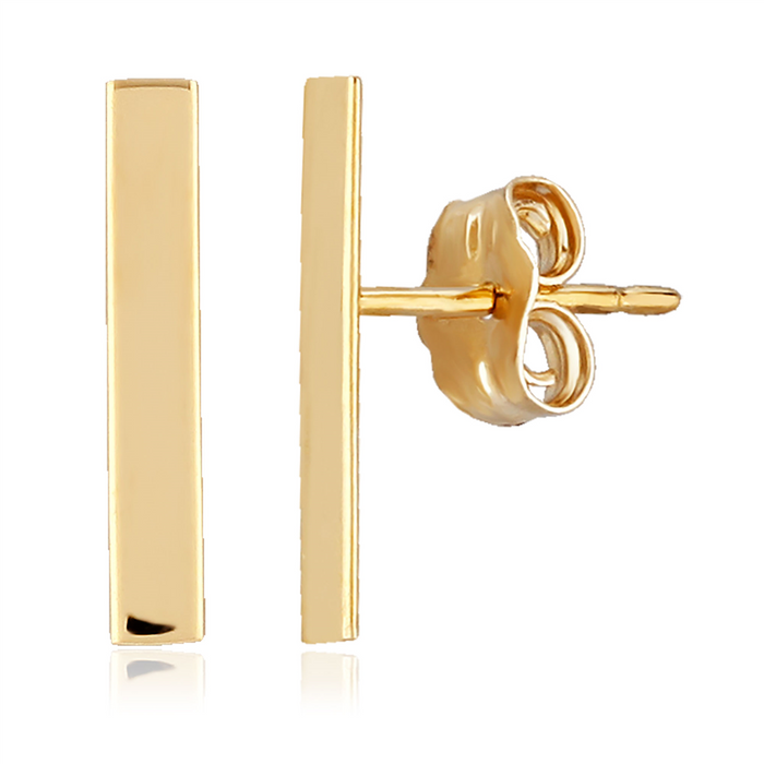 14K Yellow Gold Bar Earrings