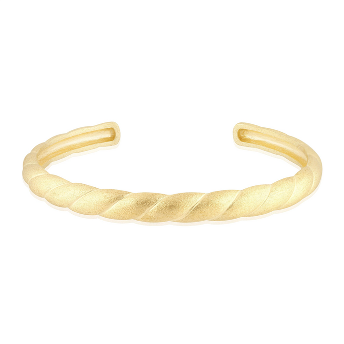 14K Yellow Gold Overlay Matte Twisted Cuff