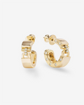 18K Yellow Gold Overlay 'Ashley' Cubic Zirconia Lock Huggies