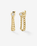 18K Yellow Gold Overlay Cubic Zirconia Soft Chain Hoop Earrings