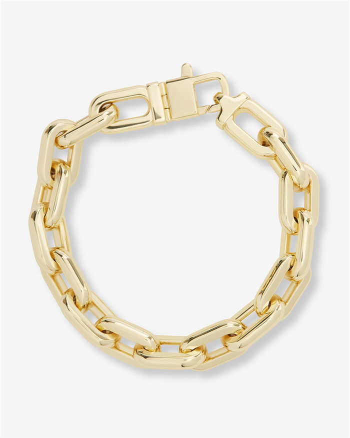 18K Yellow Gold Overlay 'Frankie' Paperclip Chain Bracelet