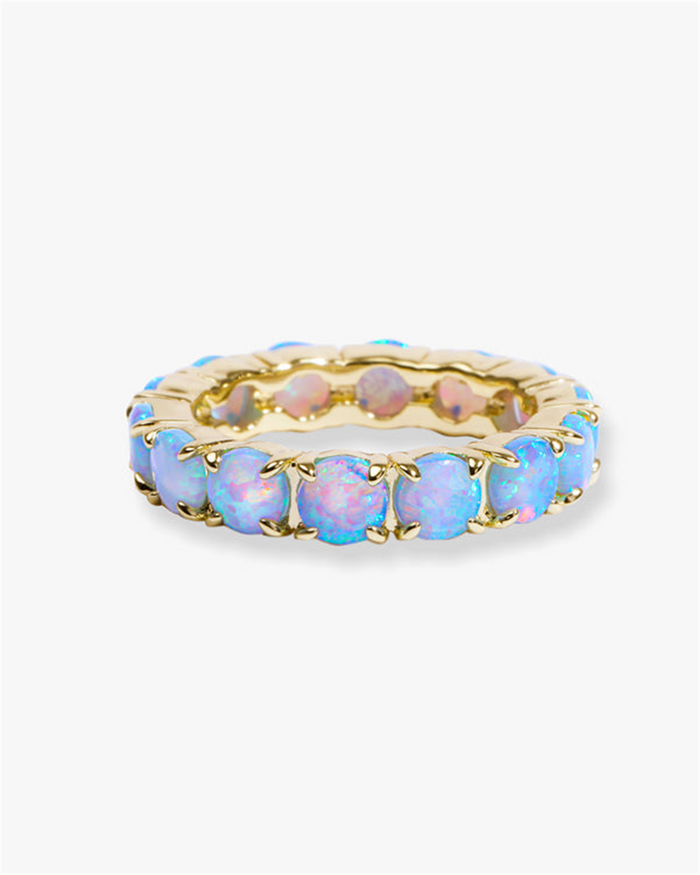 18K Yellow Gold Overlay 'Grand Heiress' Simulated Blue Opal Ring