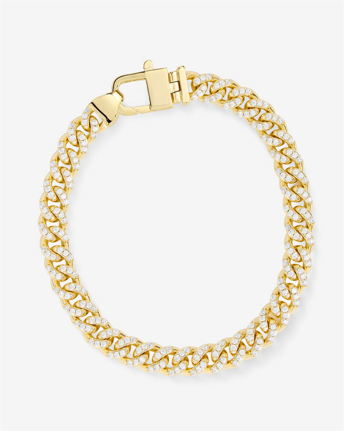 18K Yellow Gold Overlay 'Julian' Cubic Zirconia Cuban Bracelet