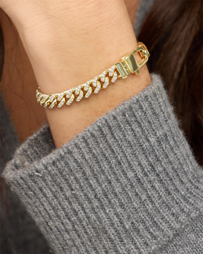 18K Yellow Gold Overlay 'Julian' Cubic Zirconia Cuban Bracelet