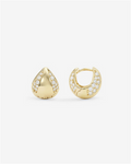 18K Yellow Gold Overlay 'Lil Norah' Pavé Cubic Zirconia Huggie Earrings