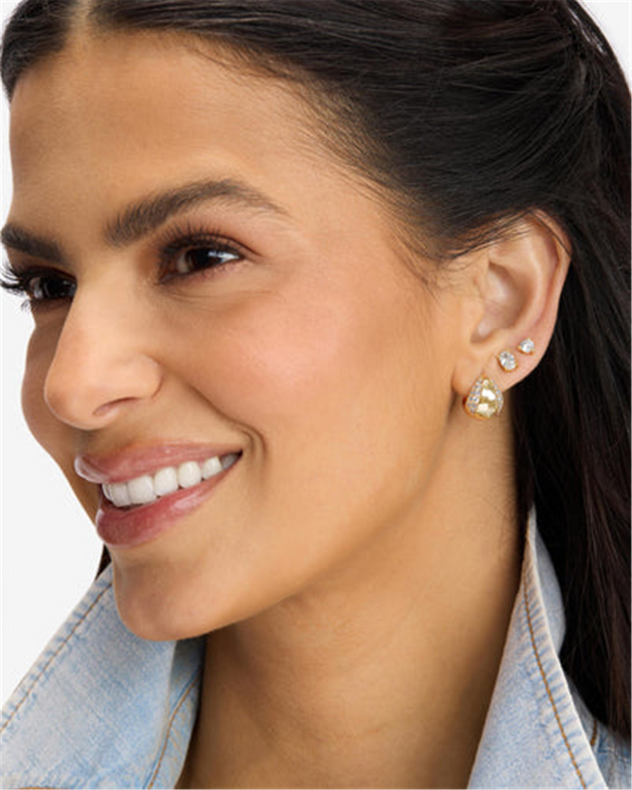 18K Yellow Gold Overlay 'Lil Norah' Pavé Cubic Zirconia Huggie Earrings