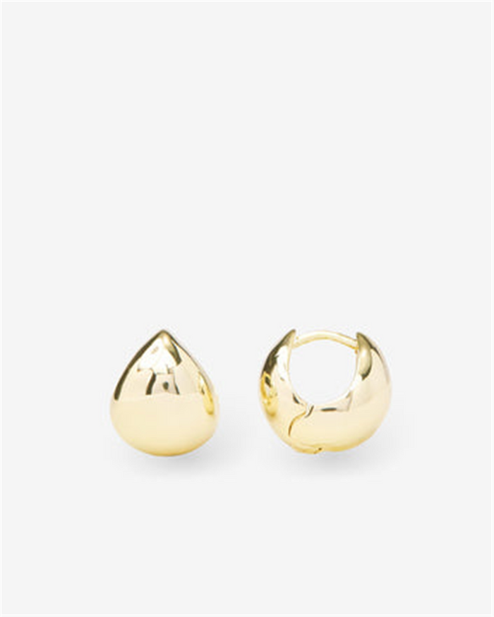 18K Yellow Gold Overlay 'Lil' Norah' Wide Teardrop Huggies