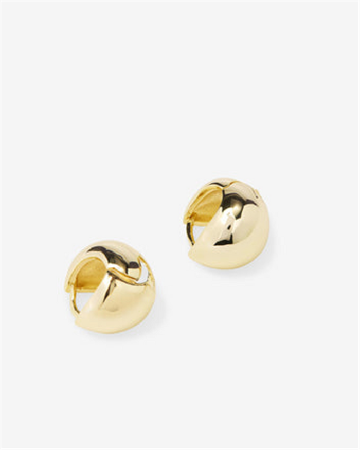 18K Yellow Gold Overlay 'Lil' Norah' Wide Teardrop Huggies