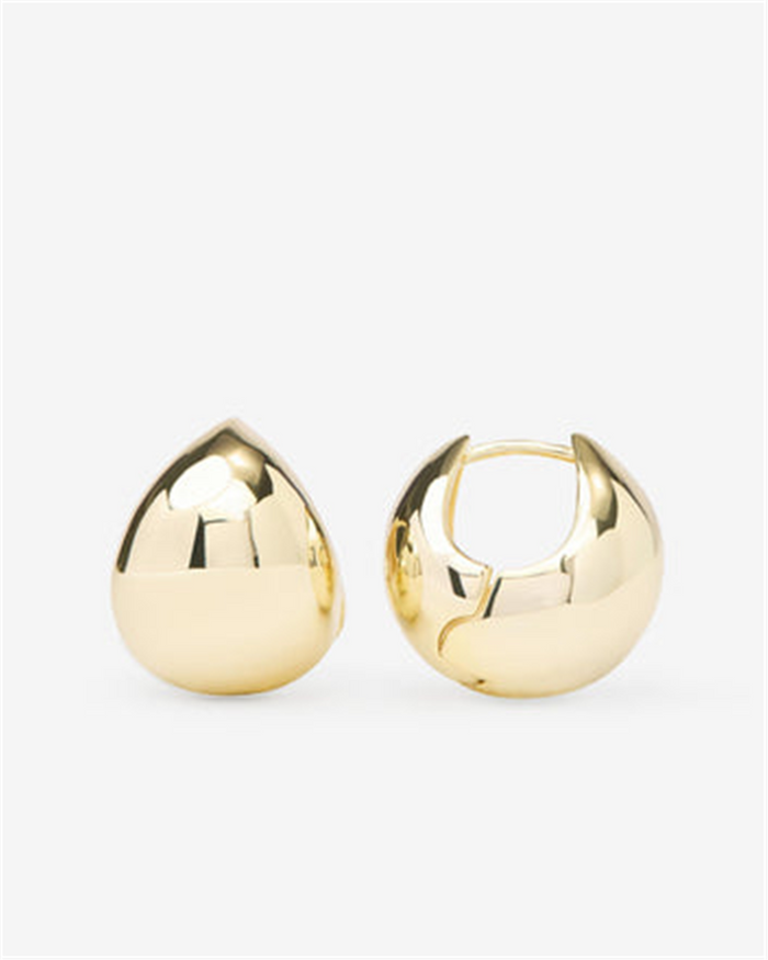 18K Yellow Gold Overlay 'Norah' Wide Teardrop Huggies