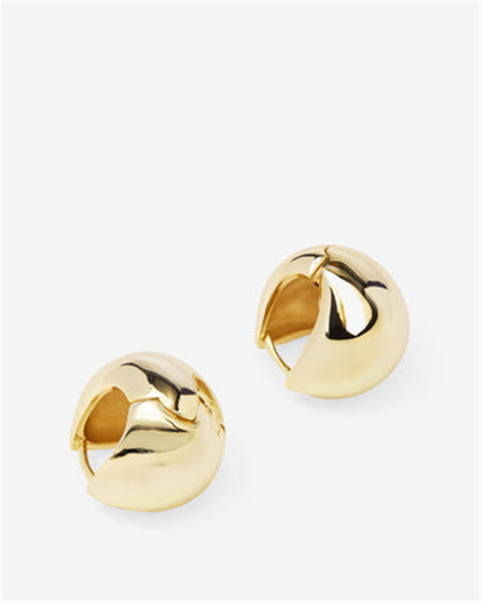 18K Yellow Gold Overlay 'Norah' Wide Teardrop Huggies