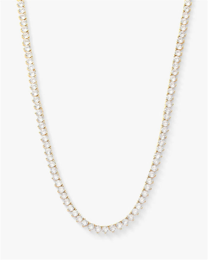 18K Yellow Gold Overlay 'Not Your Basic' Cubic Zirconia Tennis Necklace