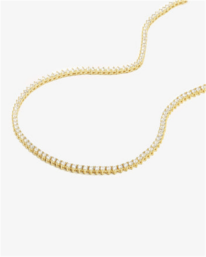 18K Yellow Gold Overlay 'Not Your Basic' Cubic Zirconia Tennis Necklace