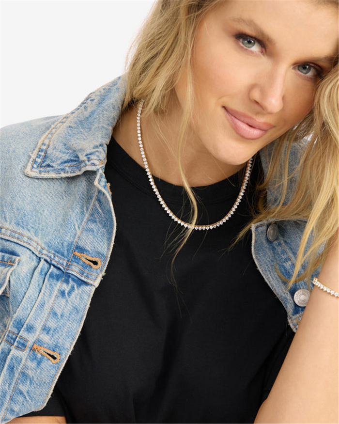 18K Yellow Gold Overlay 'Not Your Basic' Cubic Zirconia Tennis Necklace