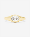 18K Yellow Gold Overlay 'She's A Boss' Oval Cubic Zirconia Signet Ring