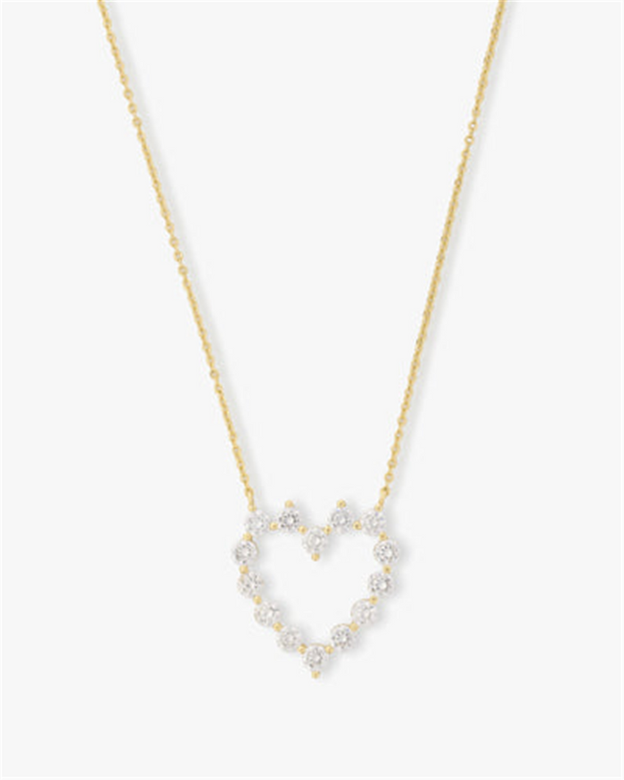 18K Yellow Gold Overlay 'She's An Icon Baby' Cubic Zirconia Heart Necklace, 18 Inch Length