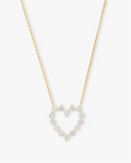 18K Yellow Gold Overlay 'She's An Icon Baby' Cubic Zirconia Heart Necklace, 18 Inch Length