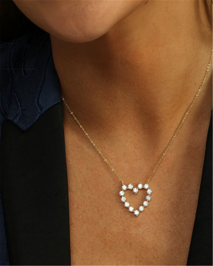 18K Yellow Gold Overlay 'She's An Icon Baby' Cubic Zirconia Heart Necklace, 18 Inch Length