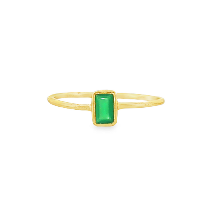 18K Yellow Gold Vermeil Green Onyx Classic Ring