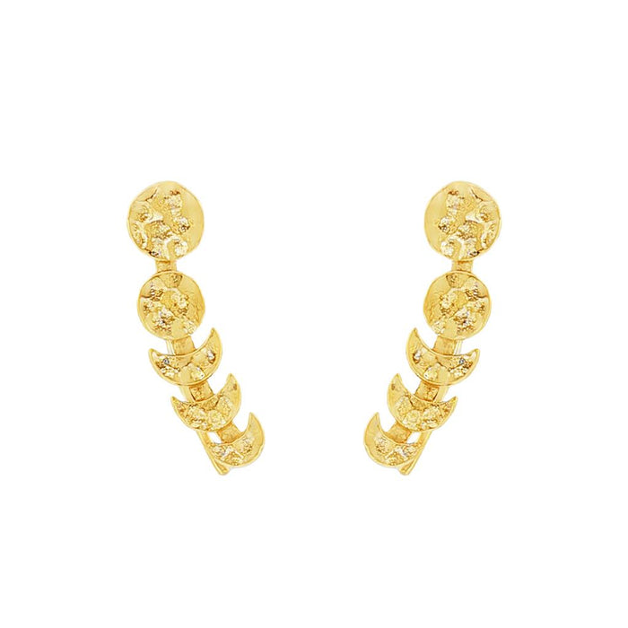 18K Yellow Gold Vermeil Hammered Arrow Climber Earrings