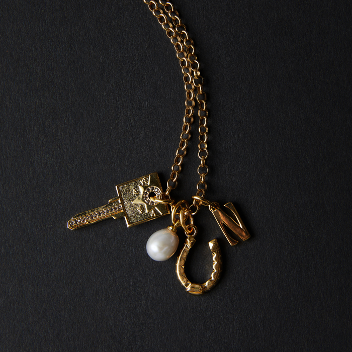 MAMA Compass Key on custom charm necklace