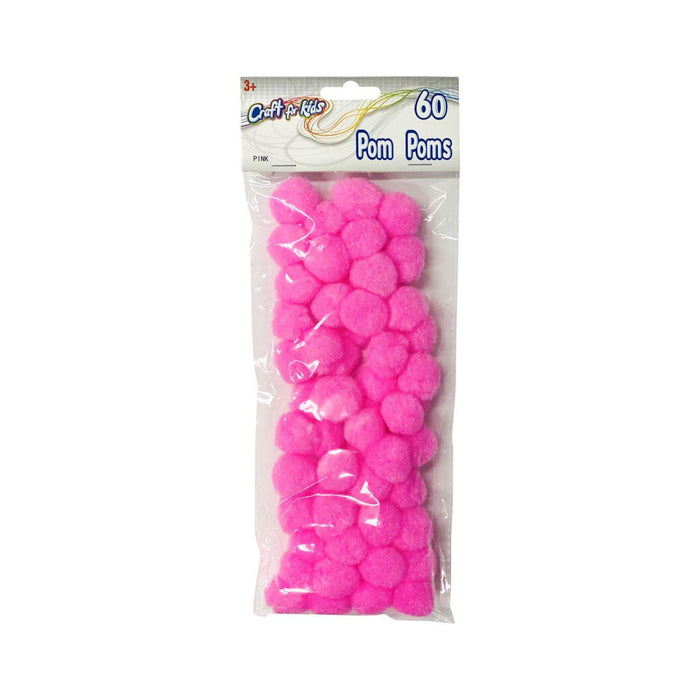 25mm Pink Poms | Easter Pom Poms | Pink Pom Poms - 25mm - 60 Pieces/Pkg. (nmhtpom129)