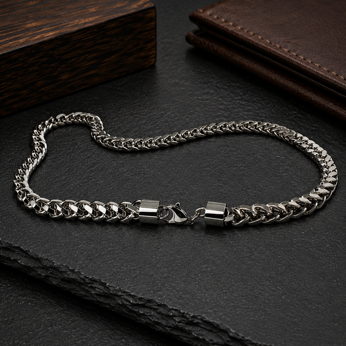 24" Stainless Steel Bulky Wheat Necklace