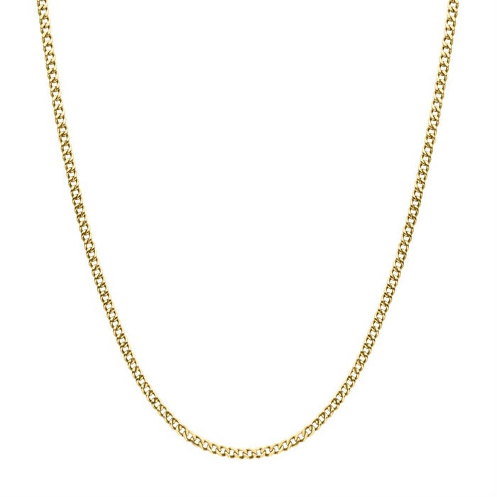 3.5mm 18K Gold IP Titanium Flat Curb Chain Necklace