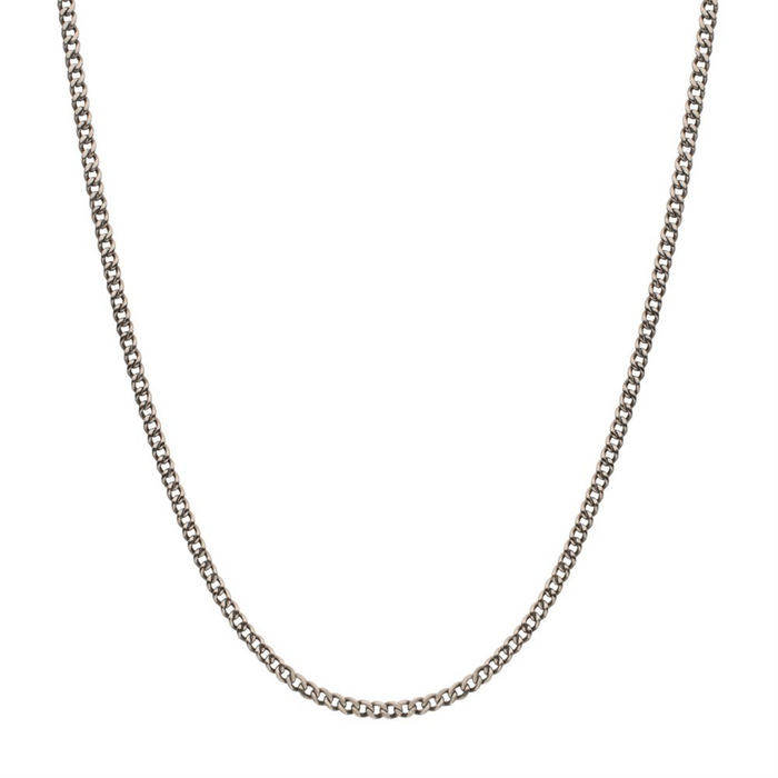 3.5mm Titanium Flat Curb Chain Necklace