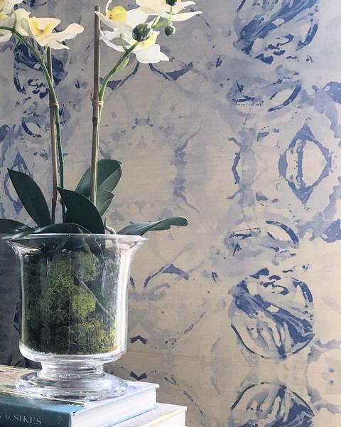 411 Blue Grey Grasscloth Wallcovering