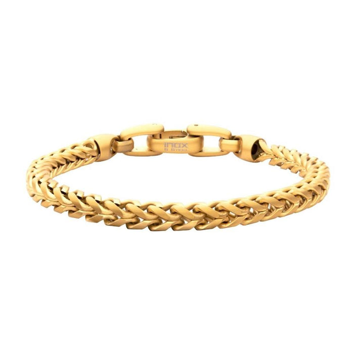 5mm 18K Gold IP Steel Sandblast Franco Chain Bracelet