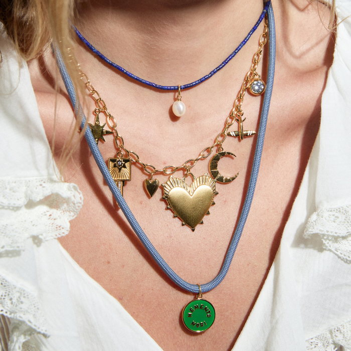 Memento Mori on Slate Blue Necklace Cord