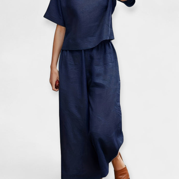 Airy Pants Set with Short-Sleeve Top