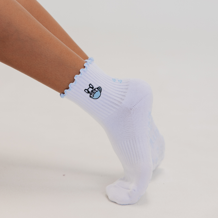Almla Active - French Bulldog Embroidered Pilates Socks Frenchie Paw Grips