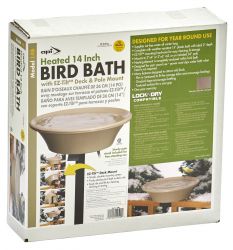 API 14" Heated Bird Bath with EZ-Tile Deck and Pole Mount