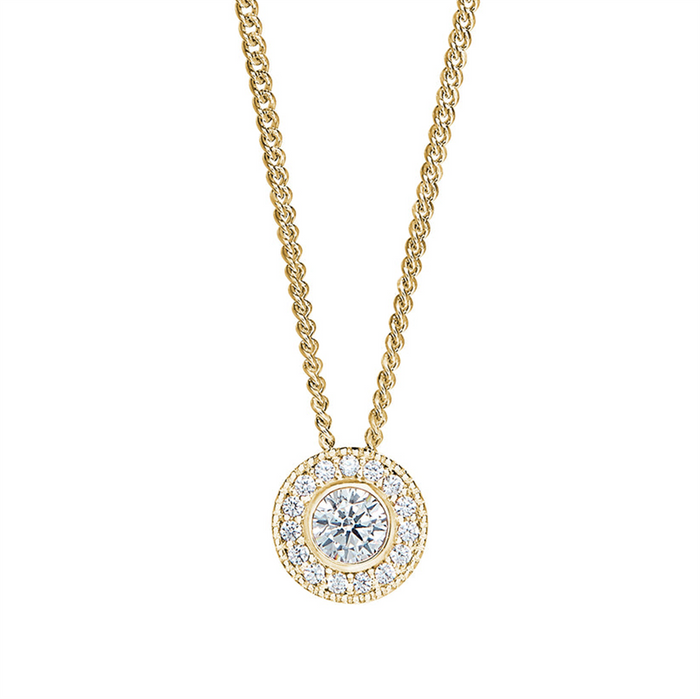 April Birthstone Gold Vermeil Cubic Zirconia Halo Pendant