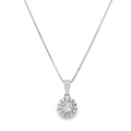 April Birthstone Pendant: Sterling Silver White Topaz Halo Pendant Necklace