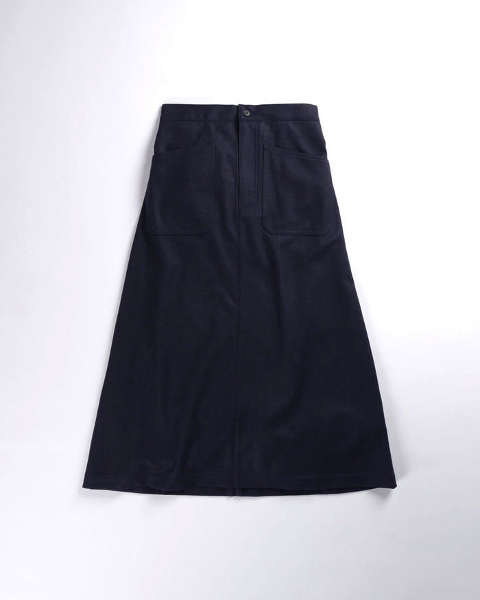 Armen Long Skirt Navy Wool