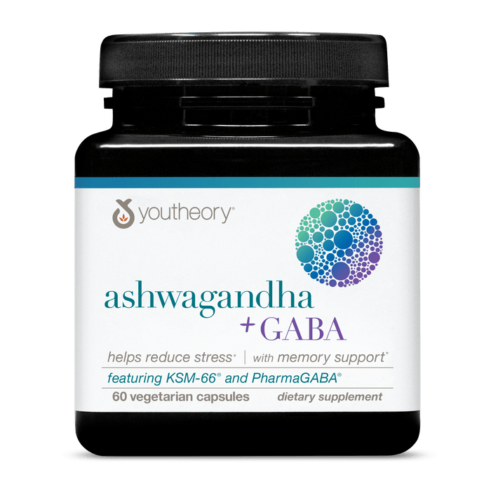 ASHGA.92065 Youtheory Ashwagandha + Gaba 60 Capsules Product Main Image