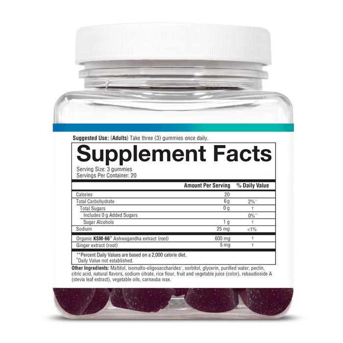 ASHG.92031 Youtheory Ashwagandha Gummies Blueberry Flavor 60 Gummies Product Image - Right