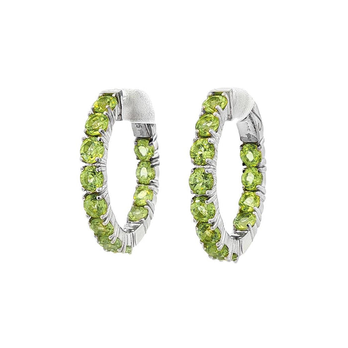 August Birthstone Sterling Silver Peridot Inside Out Earrings