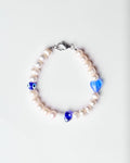 Freshwater Pearl Bracelet with blue charms