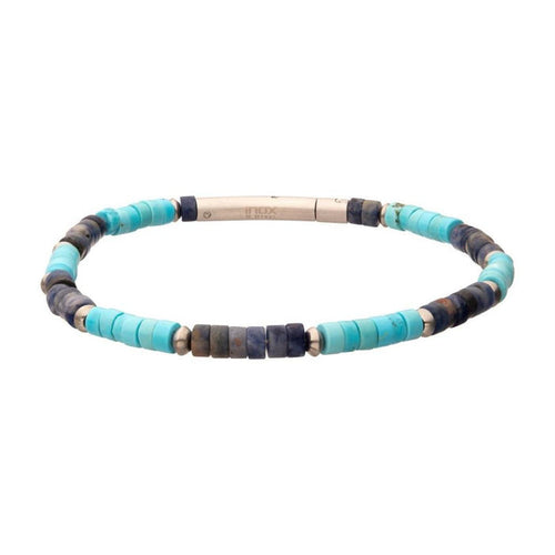 'Azure Voyager' Turquoise And Sodalite Heishi Bead Bracelet